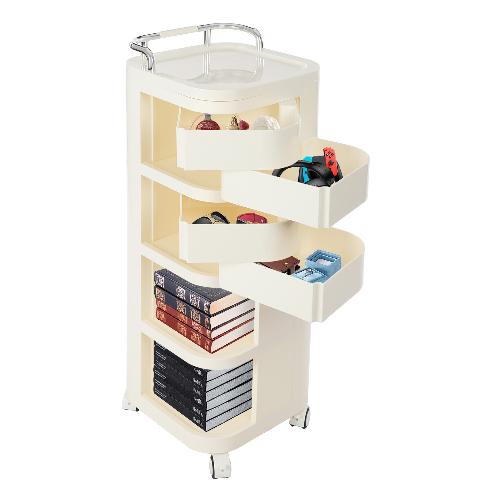 4-Tier Rolling Kitchen Trolley Rack – Versatile Storage Cart for Home & Office