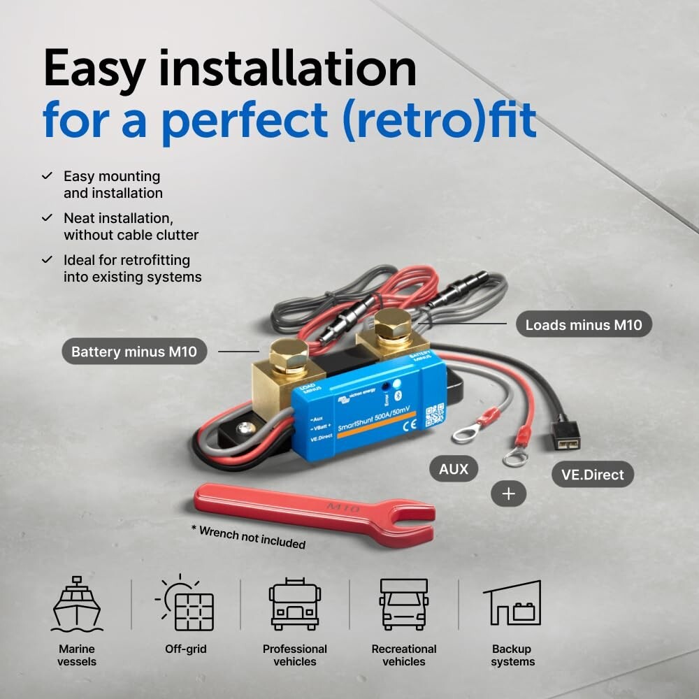 Victron SmartShunt 500A IP65 Bluetooth Battery Monitor 6.5-70V VE.Direct