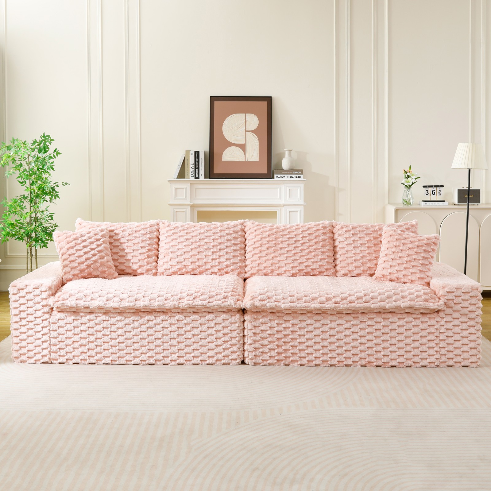 Luxury Pink Turtle Velvet Multifunctional Sofa - Arrangeable in Single Row, Sid