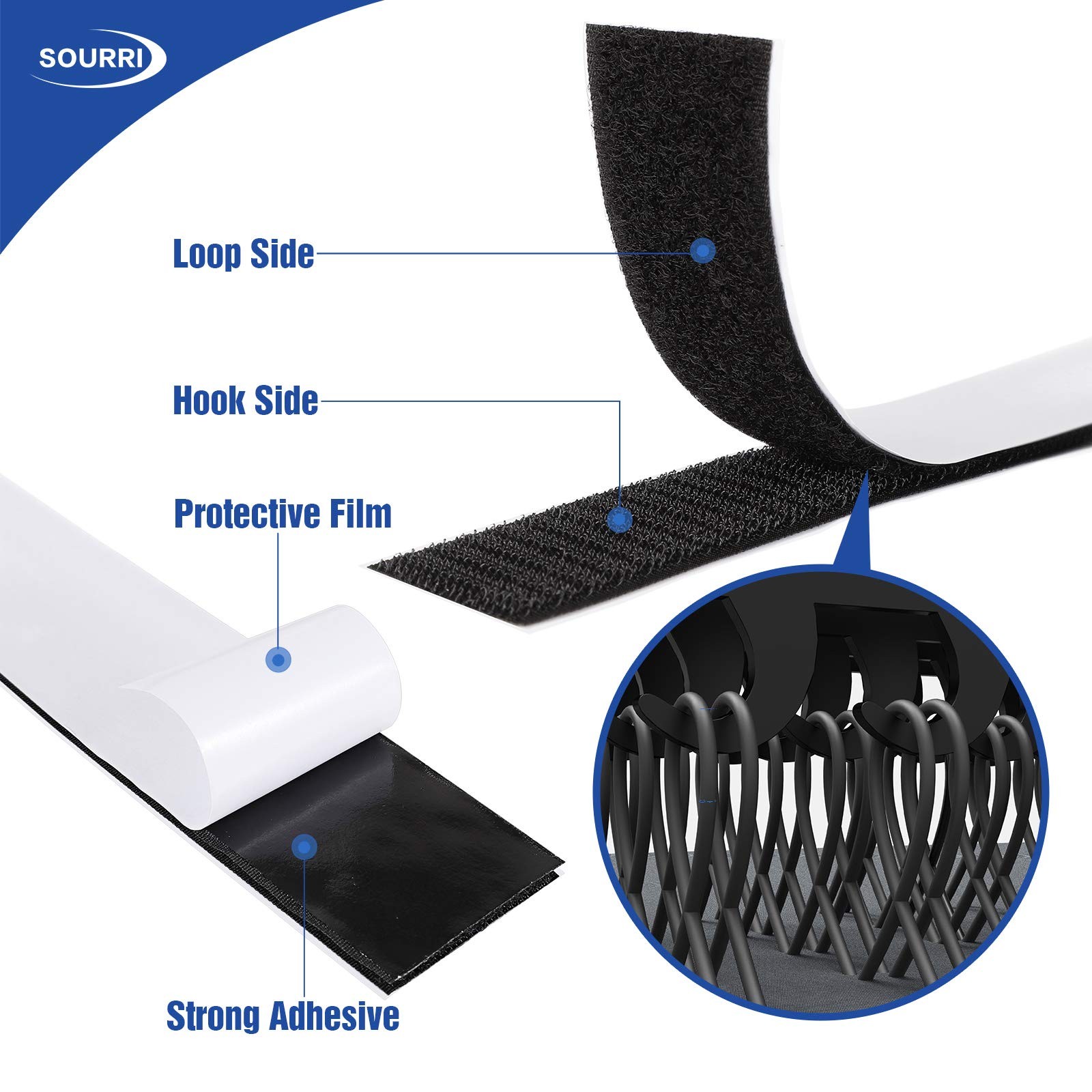 2" x 26' Heavy Duty Hook and Loop Tape - Self-Adhesive Fastener Roll for Crafts