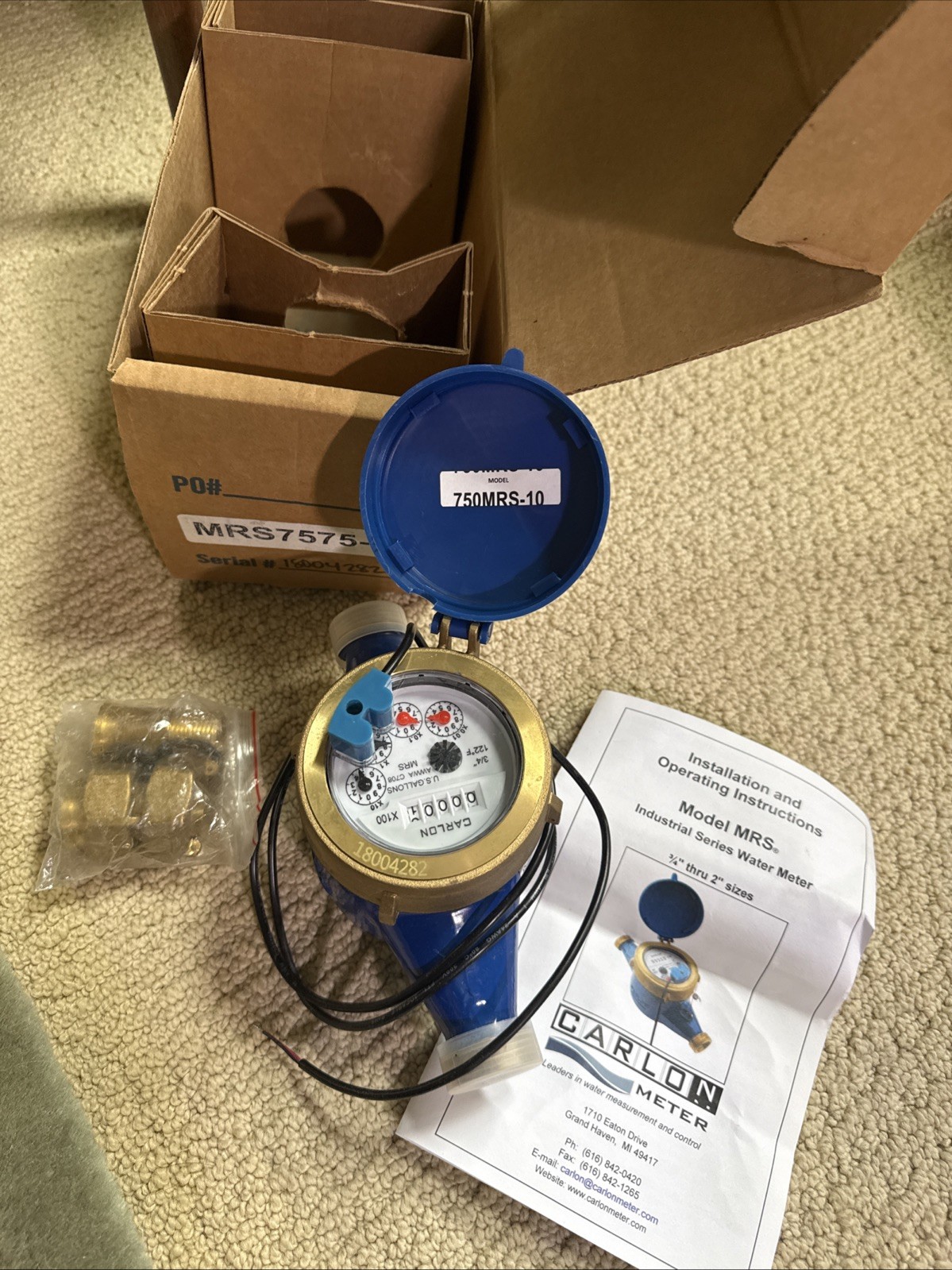 New Carlon MRS7575-10 Water Meter - 3/4”