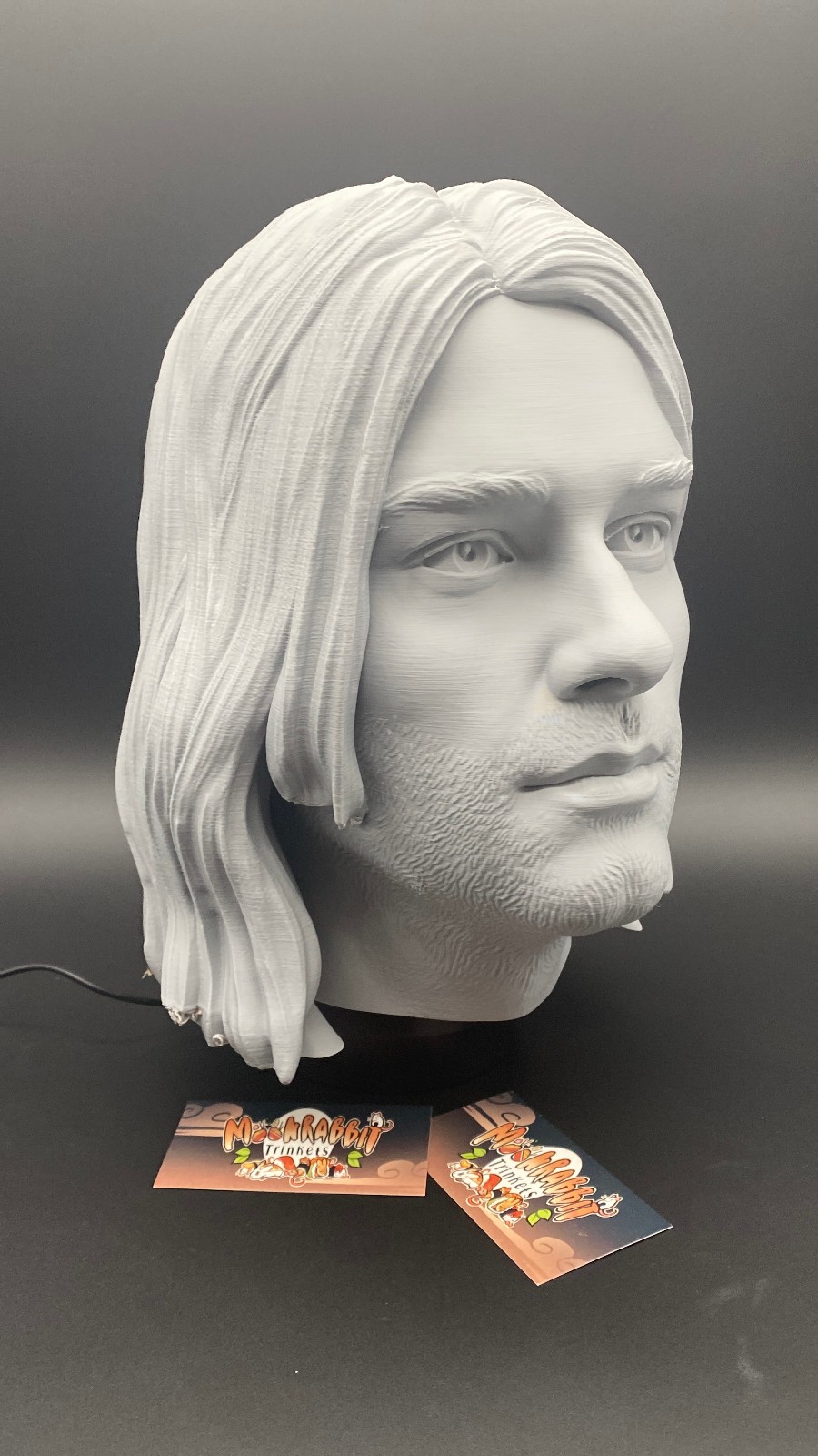 Kurt Cobain Bust Headphone Stand - PC Gaming Nirvana Display - Birthday Gift