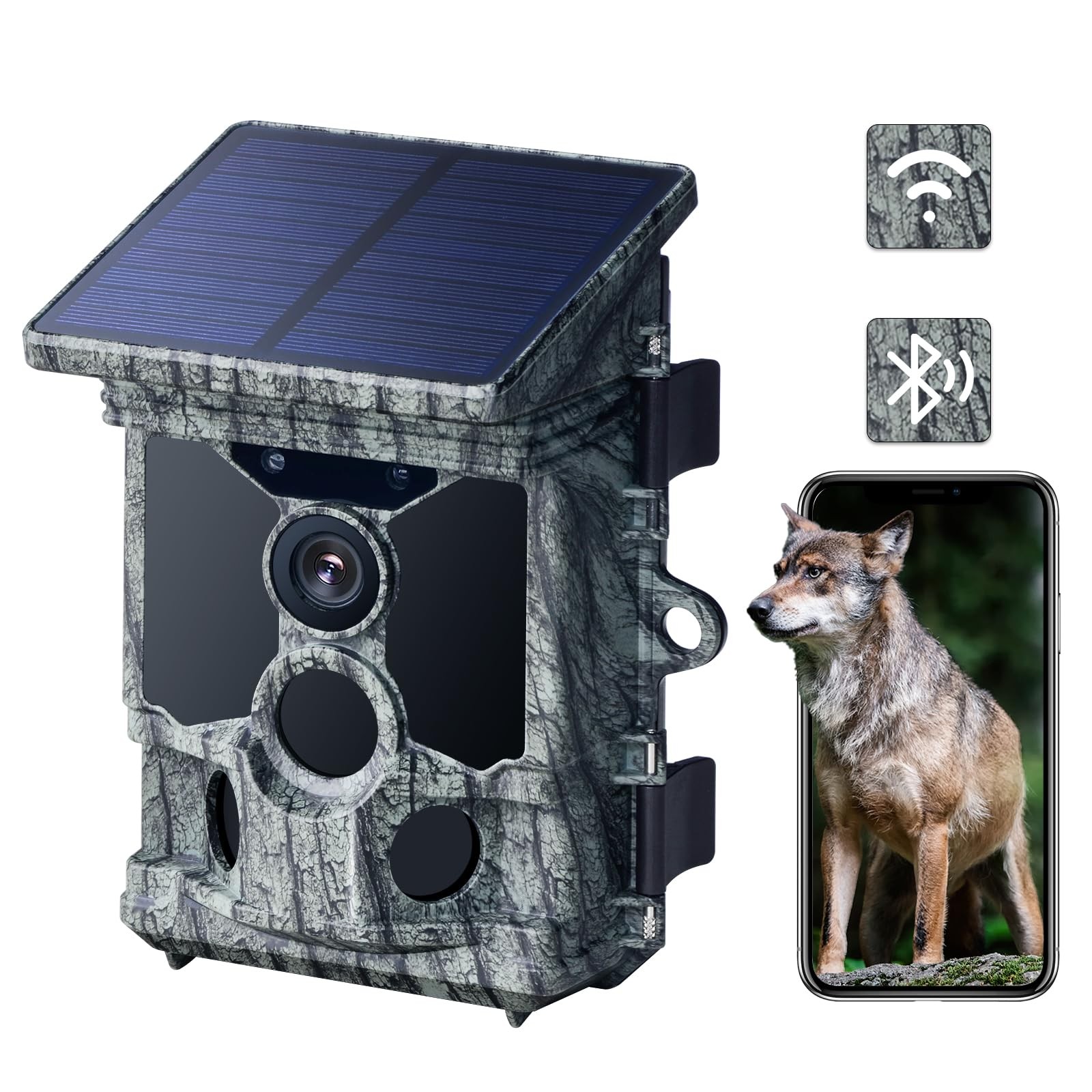 2025 Upgraded Solar Trail Camera - 100MP 4K 30FPS WiFi Trail Camera with 850n...