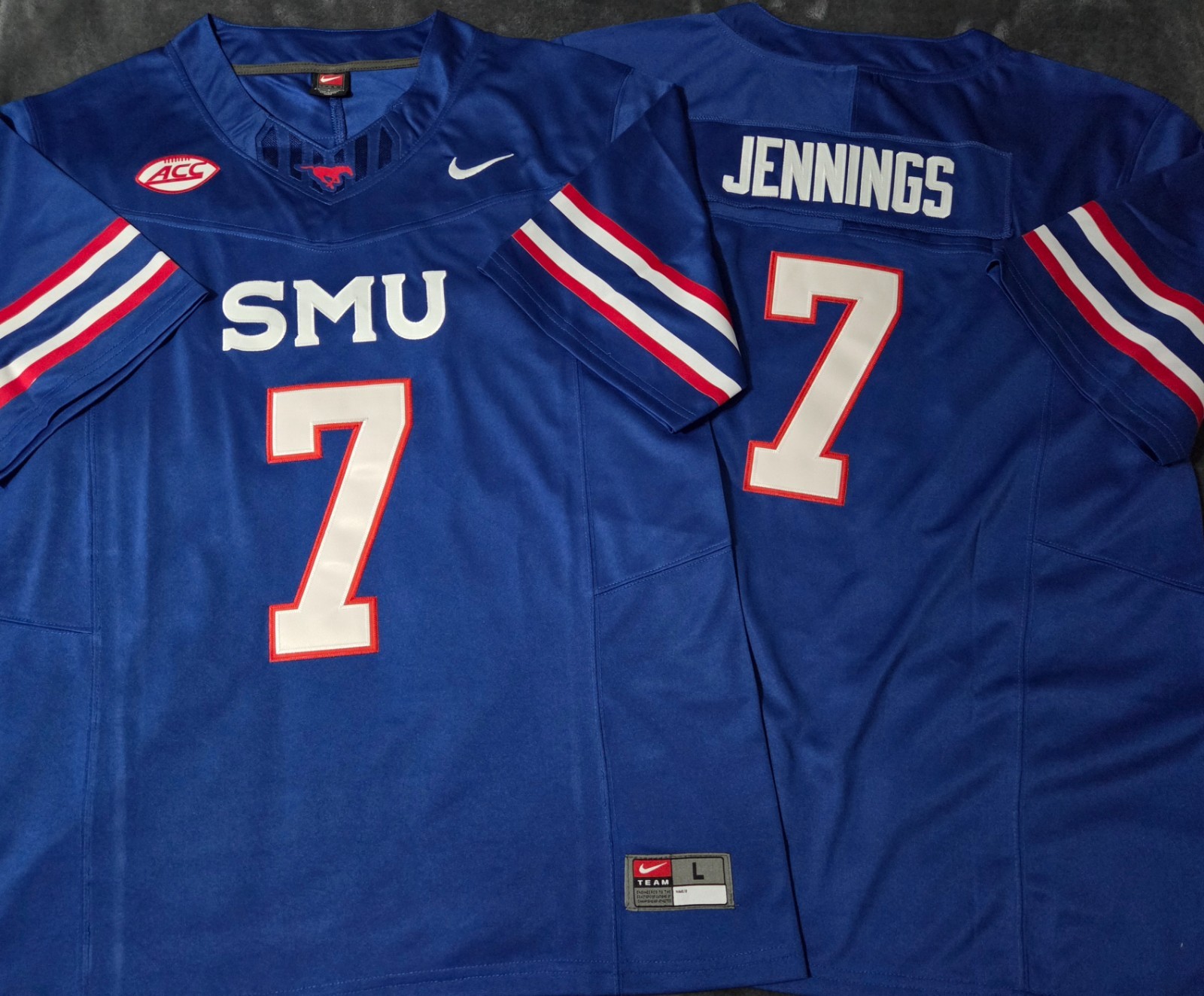 Fast Free Shipping!! Kevin Jennings SMU Mustangs Stitched Jersey 7