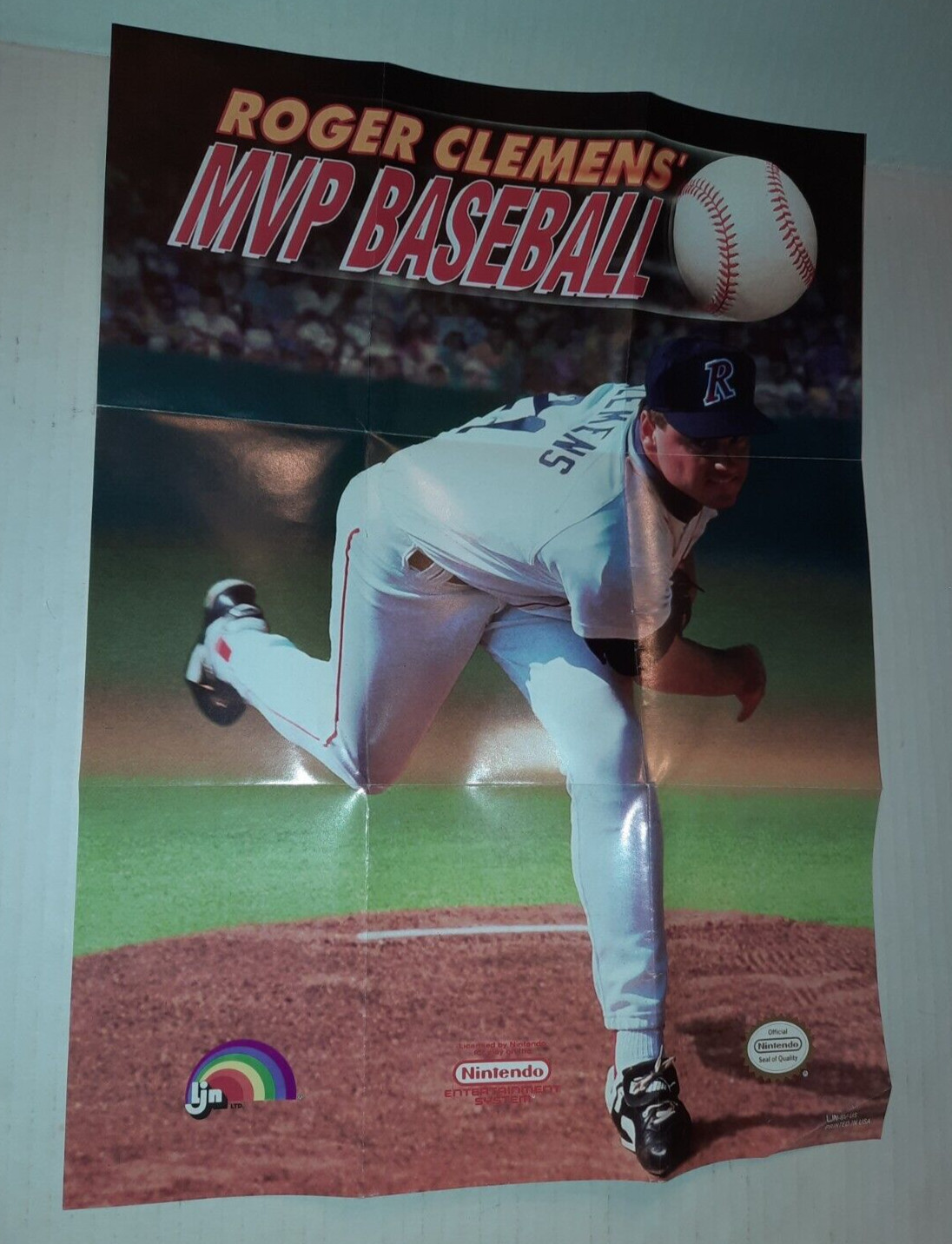 Roger Clemens MVP Baseball Nintendo LJN Fold-Out Poster Insert (1991) LJN-6V-US