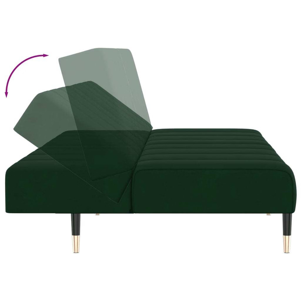 Sofa Bed Dark Green Velvet, Wood, Metal Standard