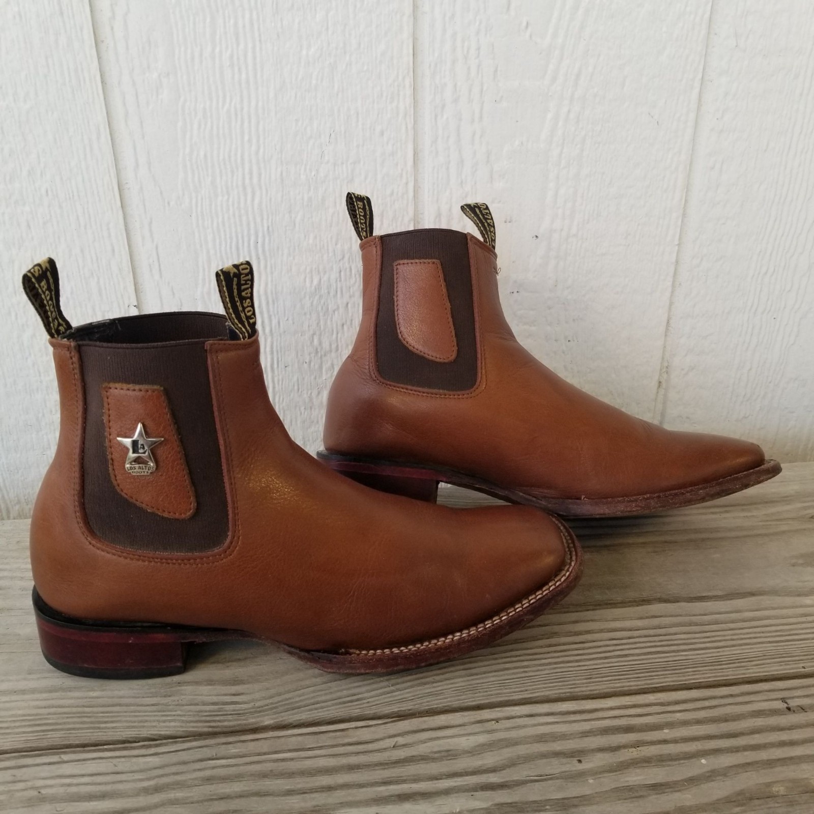 Los Altos Botin Charro Mens Belmont Brown Leather Goring Ankle Boots 7.5