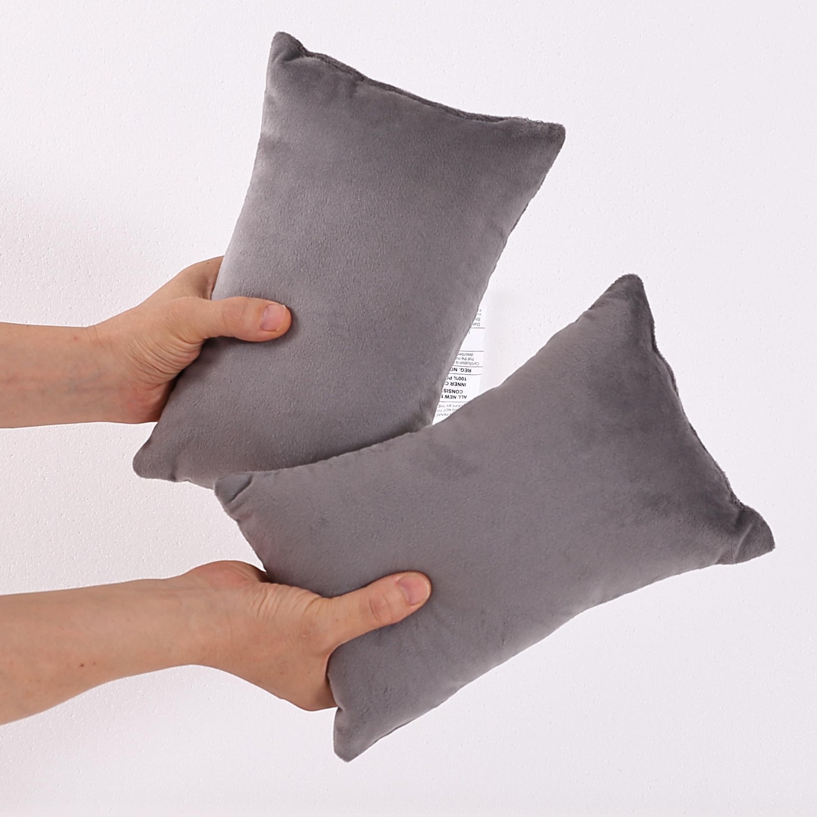Tiny Pillow, 2-Pack Gray Micromink Shell Mini Pillows, 11"x7" - Machine Washa...