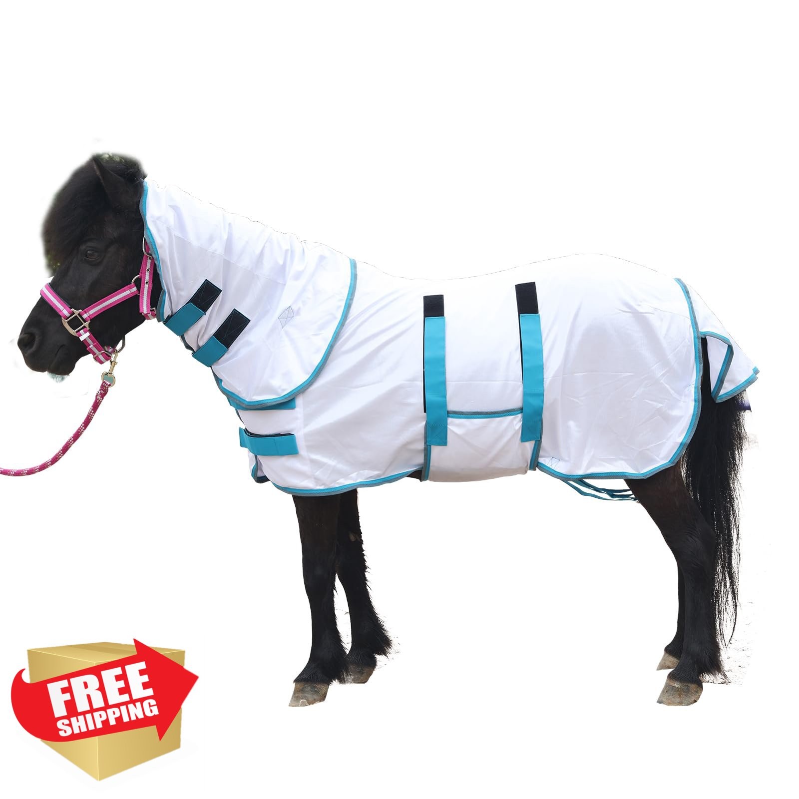 Gallopoff Mini Horse Fly Sheet White 38" UV Mesh Detachable Neck