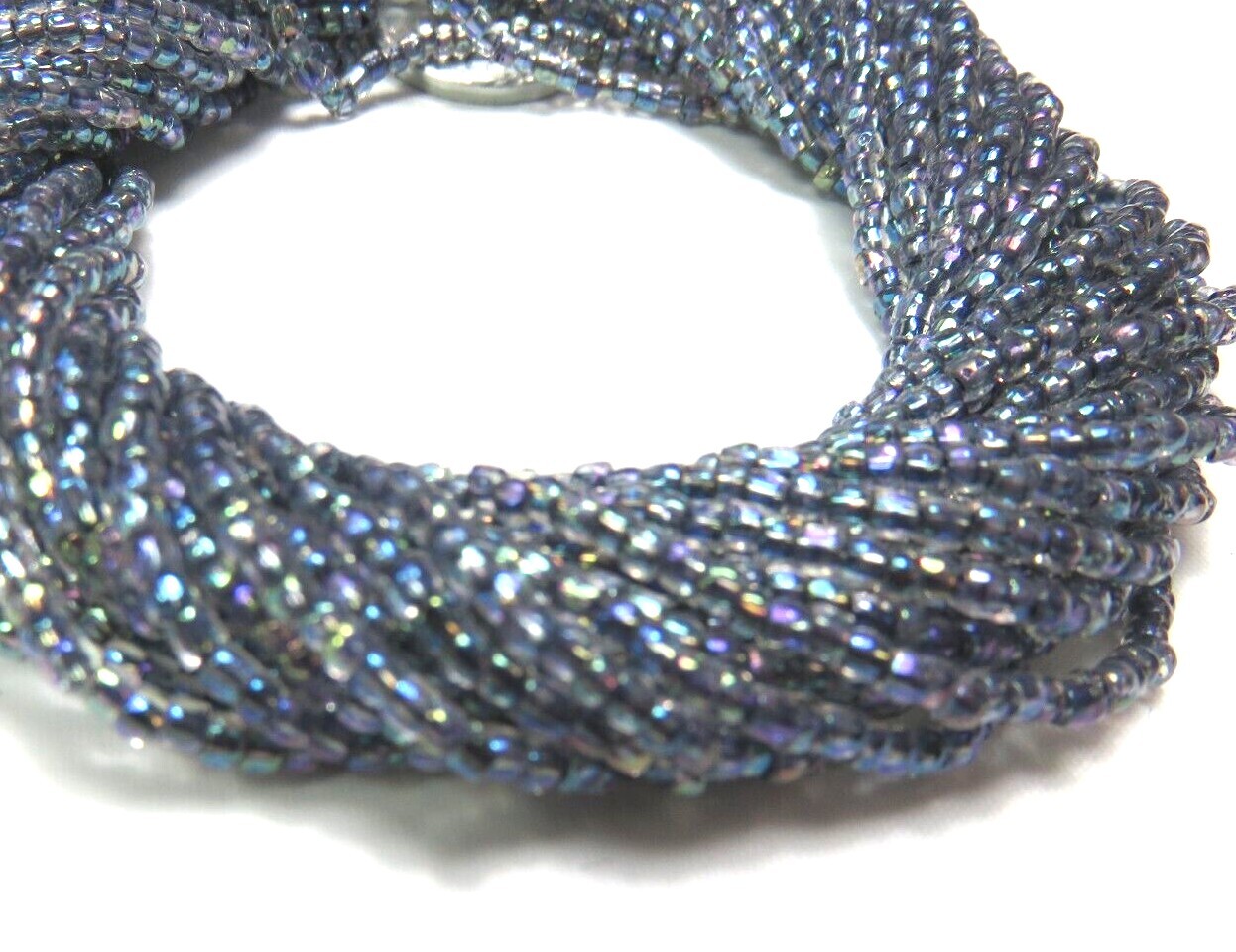 1 FULL HANK ~ CRYSTAL BLACK RAINBOW ~ 9/0 3-CUT ~ GLASS SEED BEADS ~ 10 Strands
