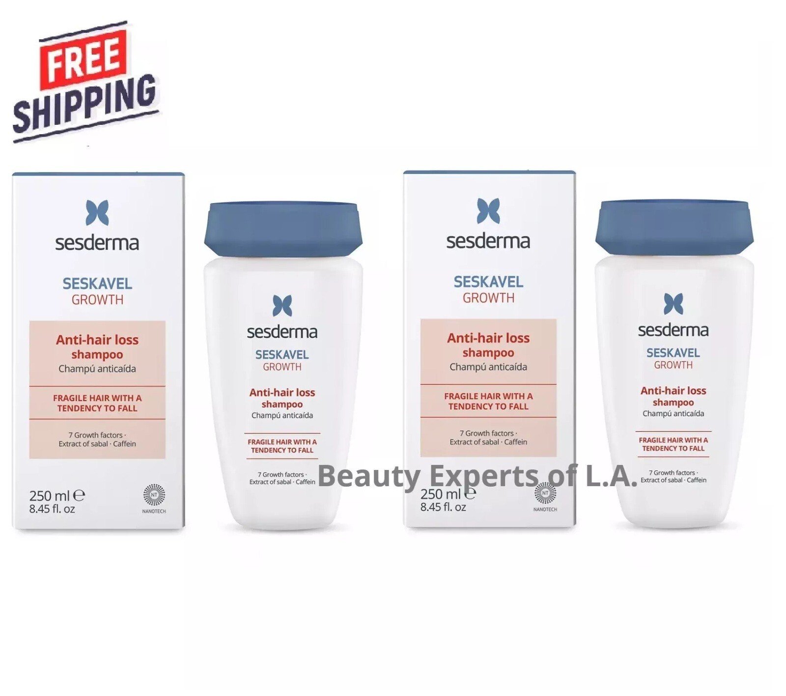 2 PACK Sesderma Seskavel Anti-Hair Loss Shampoo GROWTH & Help 250ml EXP 08/2029