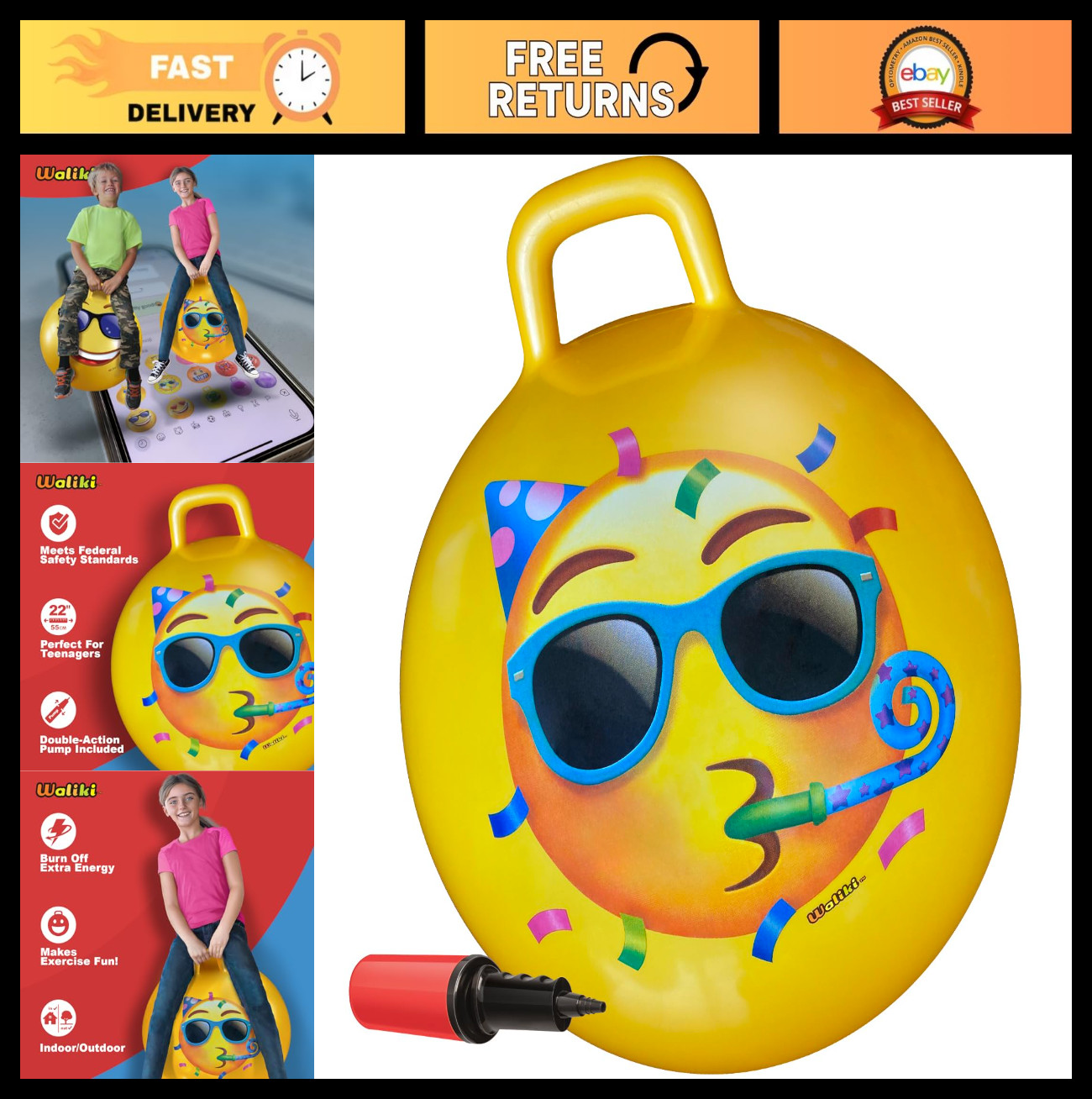 Hopper Ball for Adults - 29" Bouncy Jumping Ball for Fun & Fitness | Ages 16+