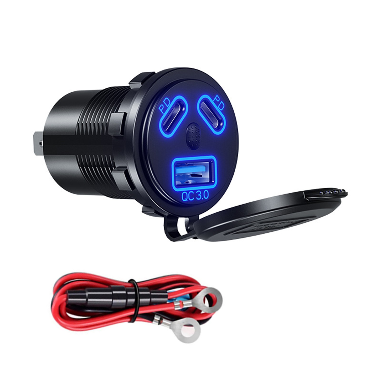 Dual PD + QC 3.0 Port USB Car Fast Charger Cigarette Lighter Socket Power Plug