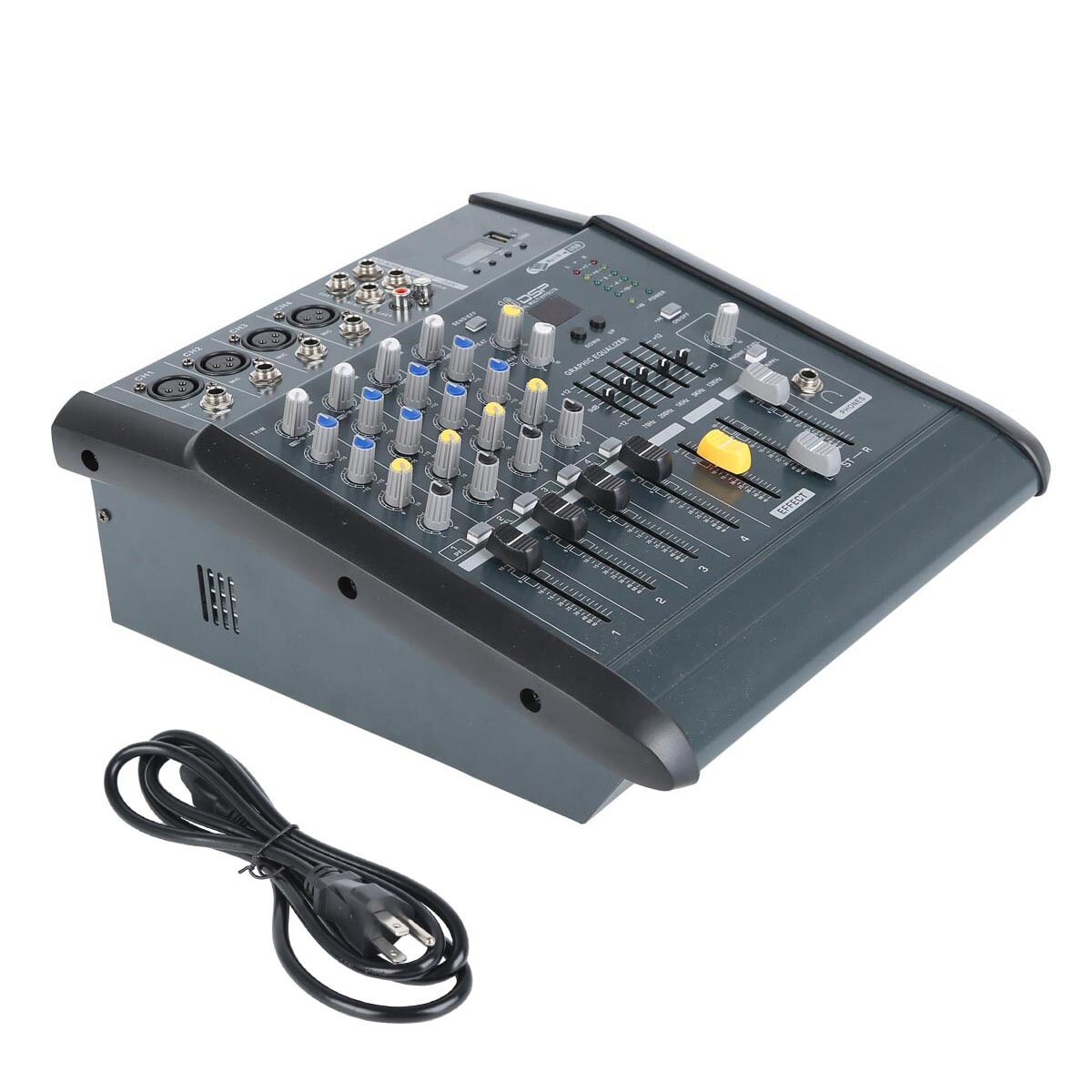 4 Channel Digital Powered Audio Bluetooth Audio Mixer Mixing Amplifier TRS 16DSP