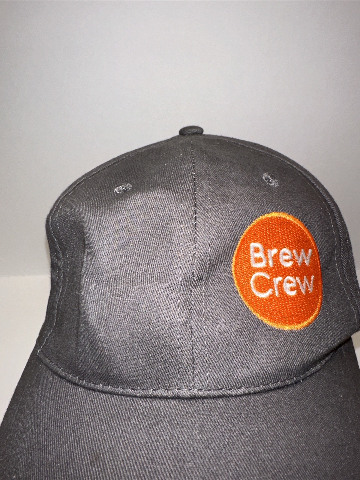 Biggby Brew Crew Orange Logo on Gray Hat Cap Hook Loop Cap America