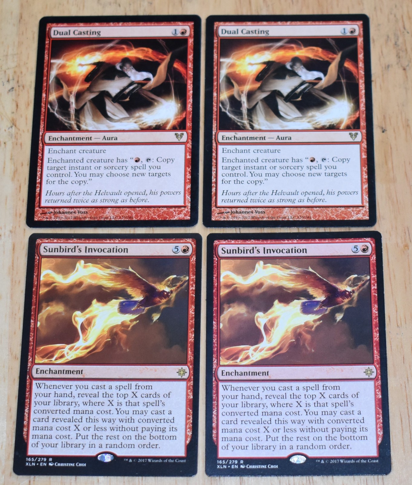 MTG 4x Rare Red Enchantment Dual Casting & Sunbird's Invocation
