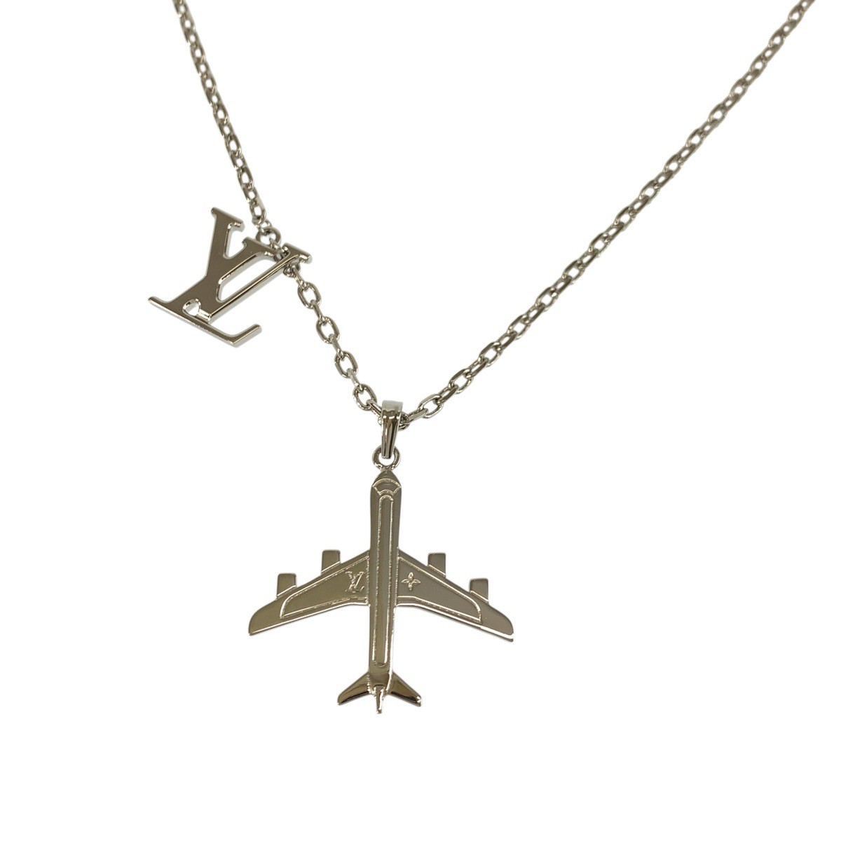 LOUIS VUITTON Pendant LV Plane MP3157 Necklace Silver metal LV
