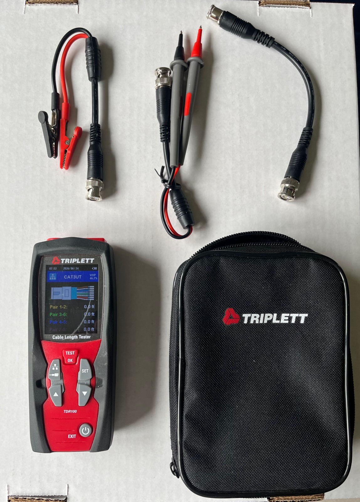 Triplett TDR100 Cable Length Tester Set for Co-Axial and CAT Network Cables