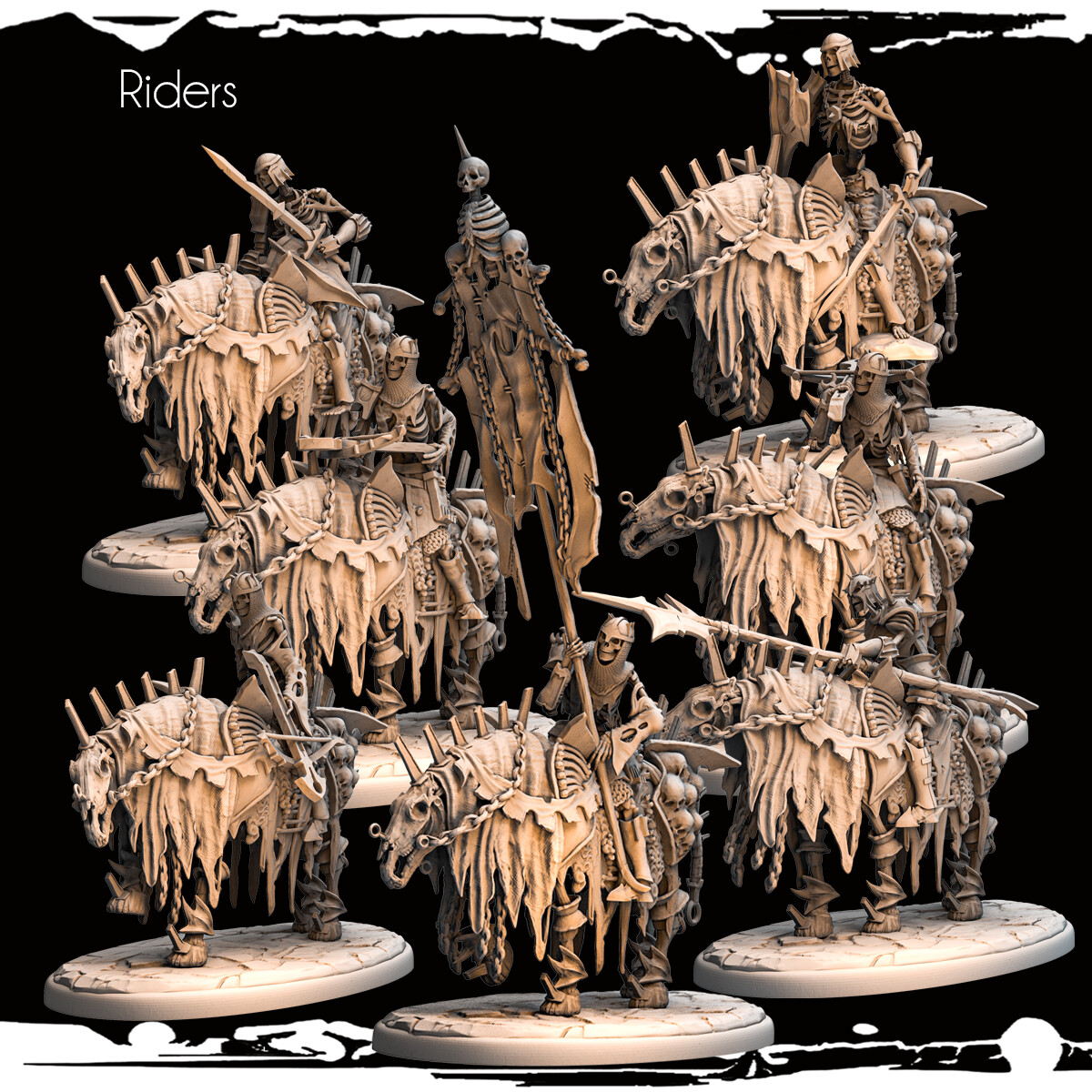 Dungeons & Dragons NPC Enemy Playable Character - Skeleton Army Riders Mounted