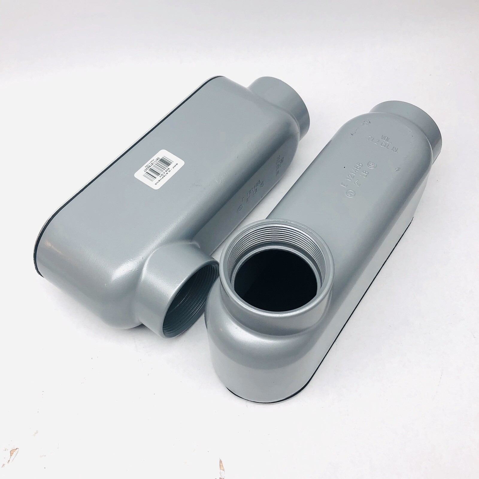 LOT OF 2 BWF 605-CGV 2IN LB  TYPE  CONDUIT BODY WITH COVER AND GASKET ALUMINUM