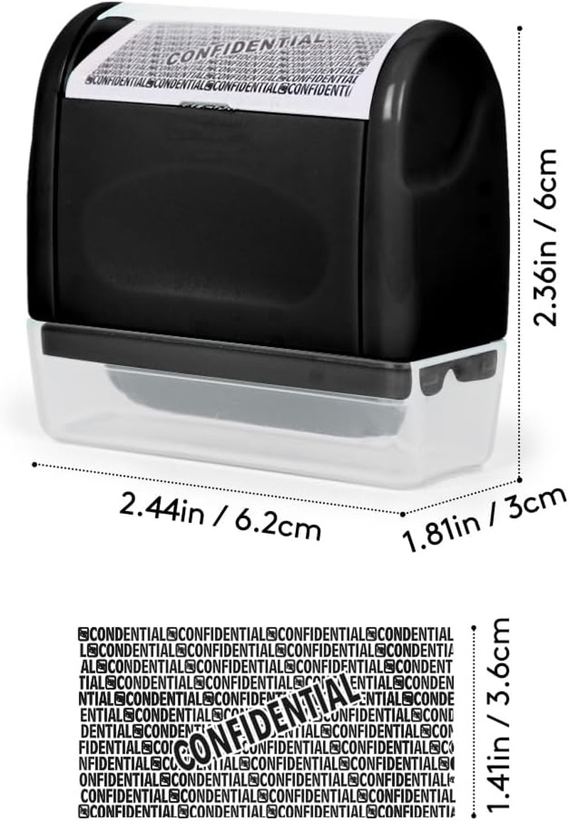 Identity Theft Protection Roller Stamp with Refill Ink - Confidential Roller Sta