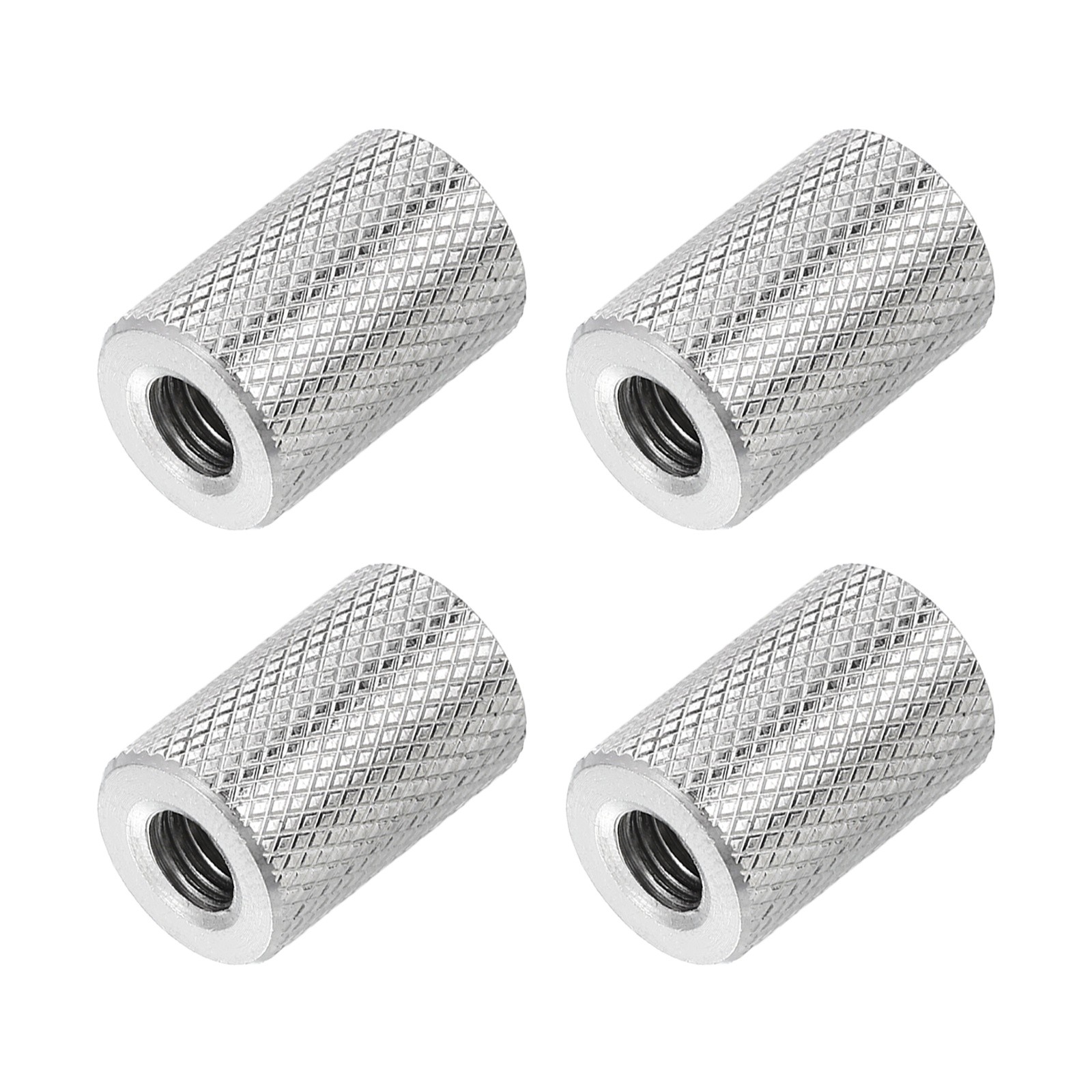 M8 4 Pack 304 Stainless Steel Round Knurled Connector Nuts,0.63"OD x 0.98"H