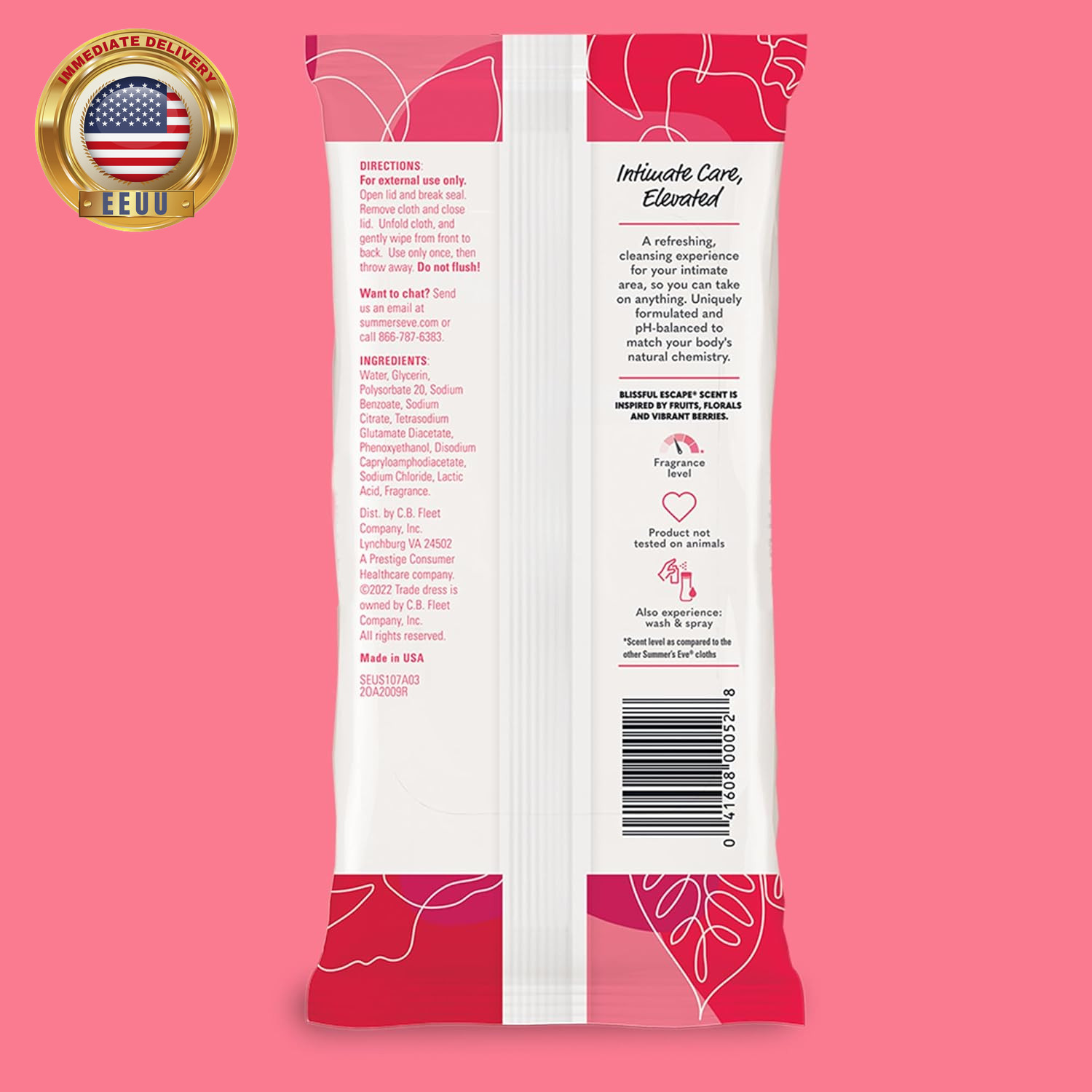 Blissful Escape Feminine Wipes, Gentle Ph-Balanced Formula Helps Control Vaginal