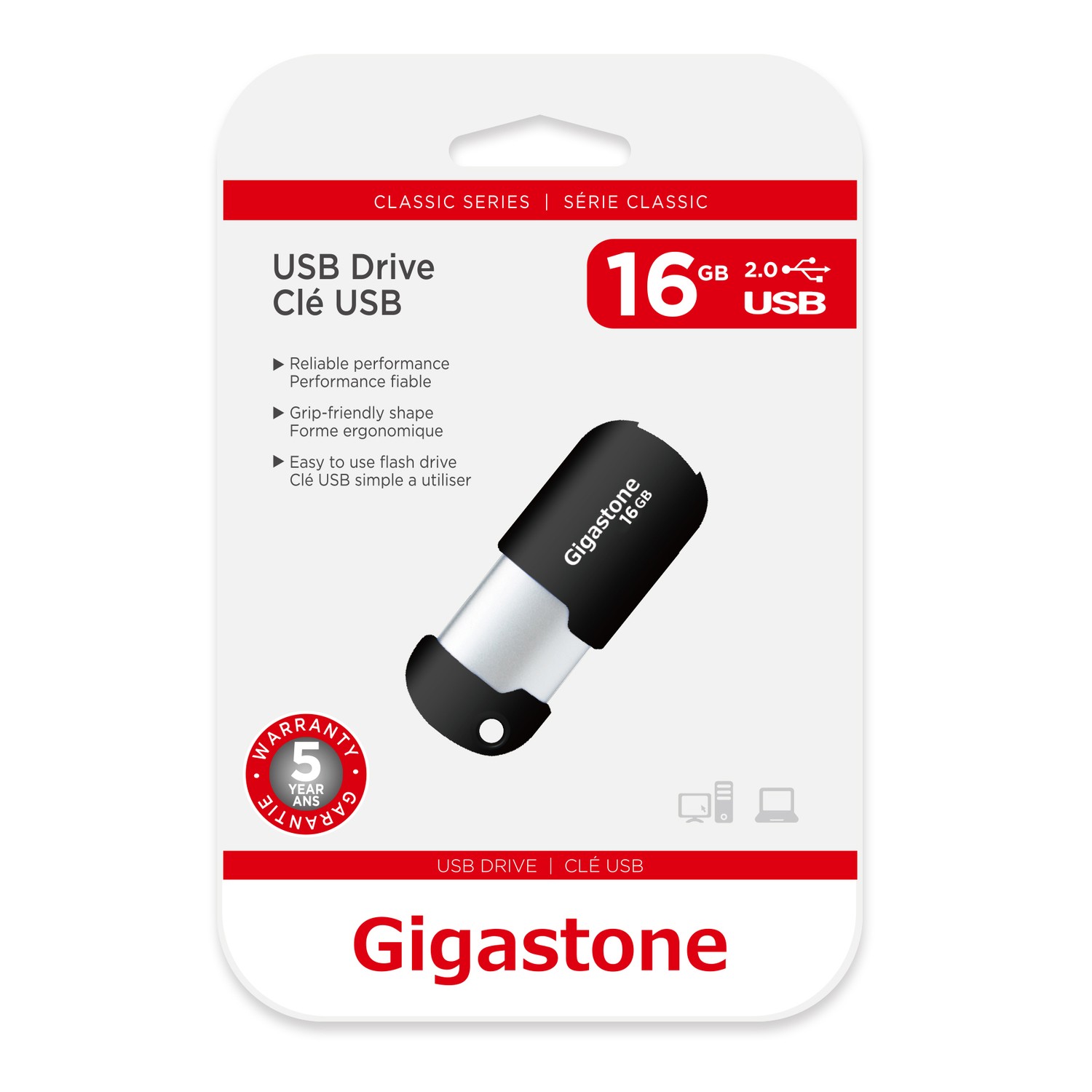 Gigastone GS-Z16GCNBL-R 16GB Black USB 2.0 Sliding Capless Flash Drive