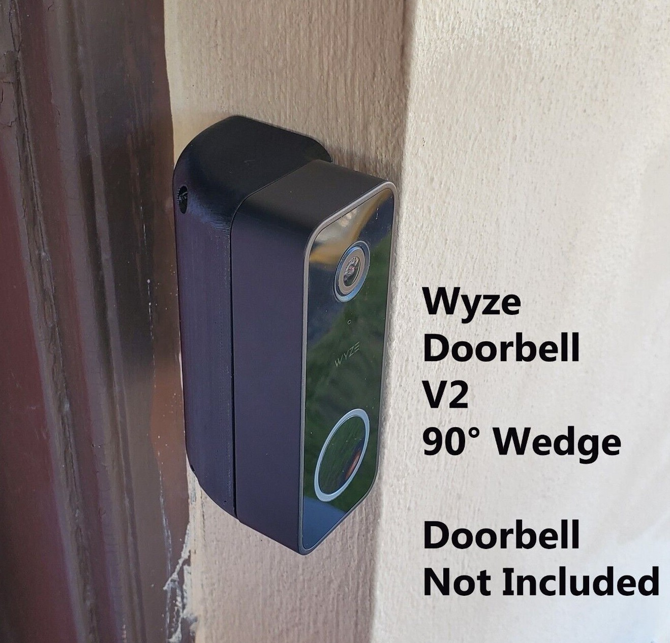 Wyze Video Doorbell v2 Wedge  90° Angle Mount Bracket Holder UV Resistance