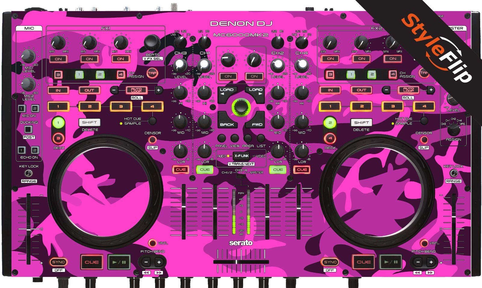 Denon MC 6000 MK2 | Color Pink Camo | Protective Decal | StyleFlip Skins