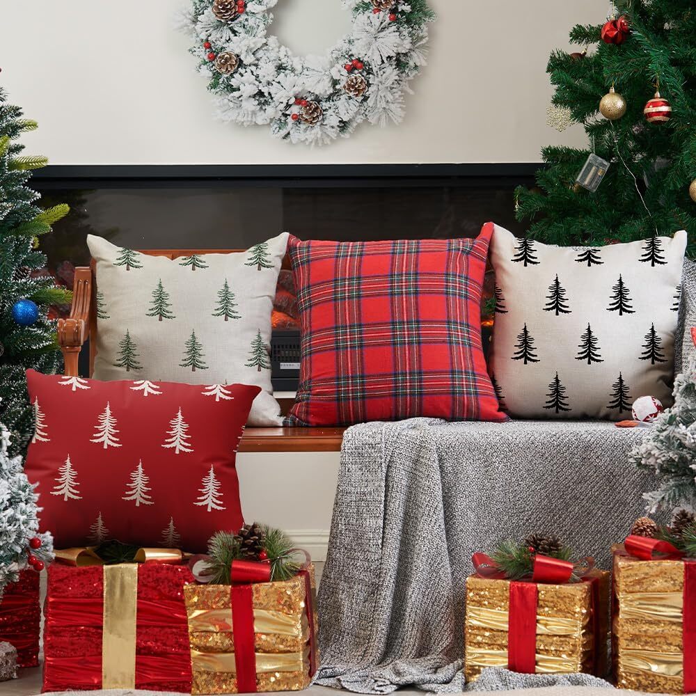 Christmas pillowcase 18x18 inch set of 2 white pillow cases