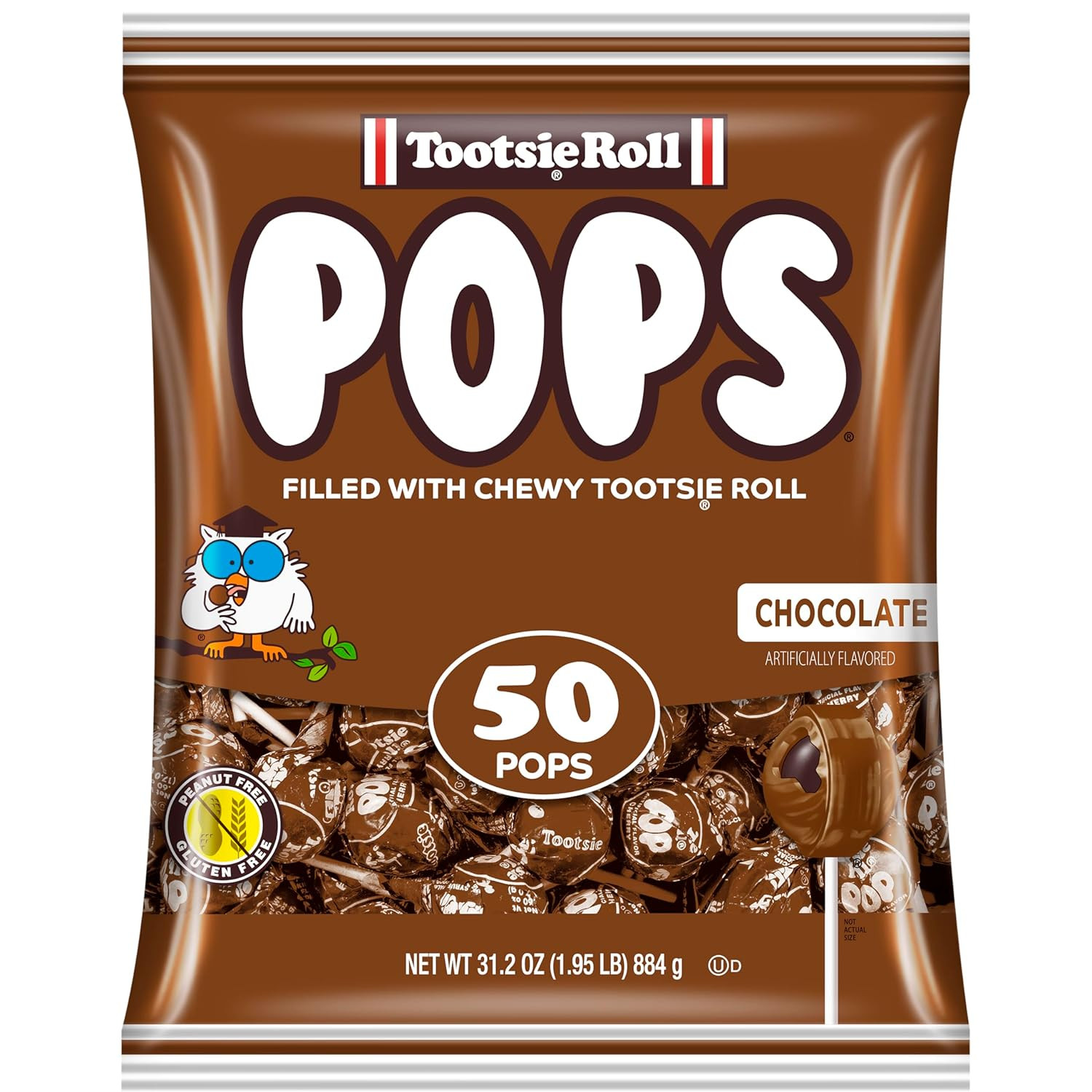 Tootsie Pops Chocolate Flavor Lollipops Chocolatey Center Gluten Free 50 Count P