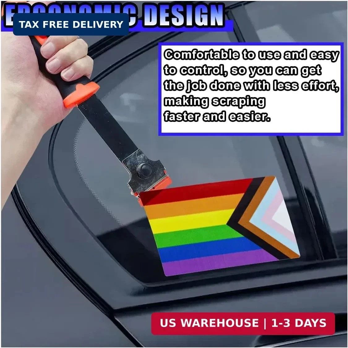 2PCS Razor Blade Scraper - Car Windshield Window Cleaning Scraper Tool with 10 P