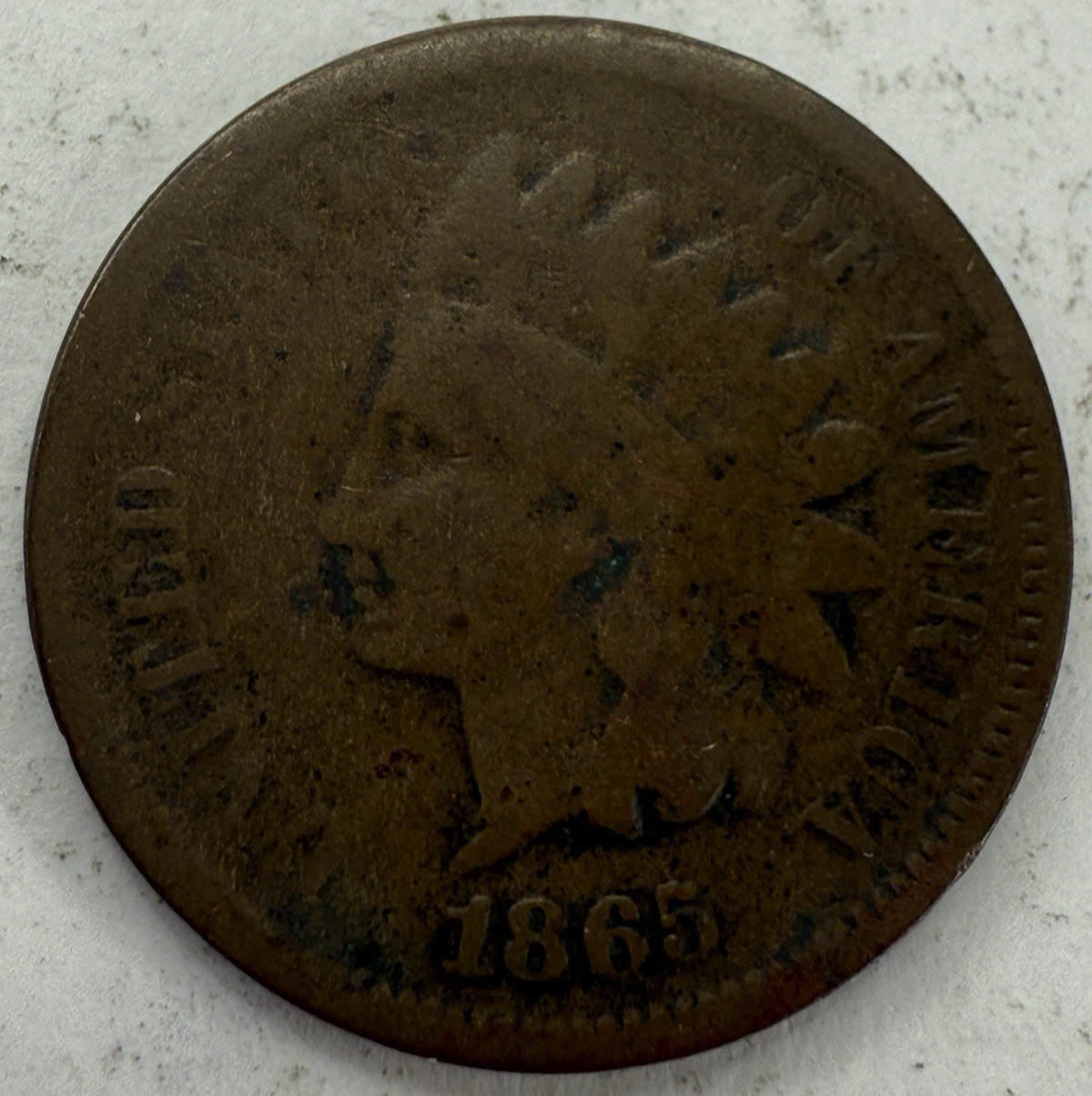 1865 Plain 5 Indian Head Cent Exact Coin Imaged #IND1321