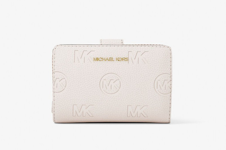 Michael Kors Jet Set Travel Medium Logo Debossed Billfold Wallet Light Cream