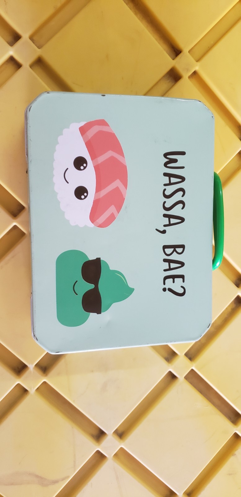 Emoji wasabi Container Box / green Animation Print Lunch Tin Box