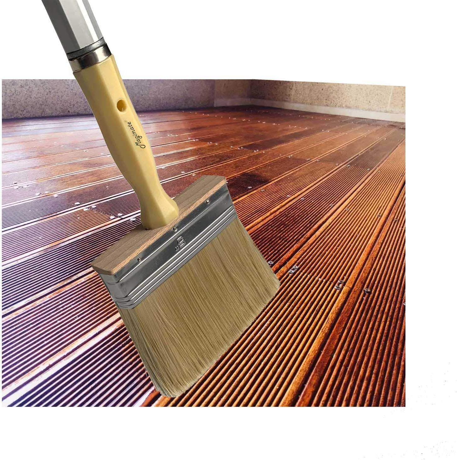 Deck Brush for Applying Stain, 5-inch Paint Brush, Medium Size for Quick Deck...