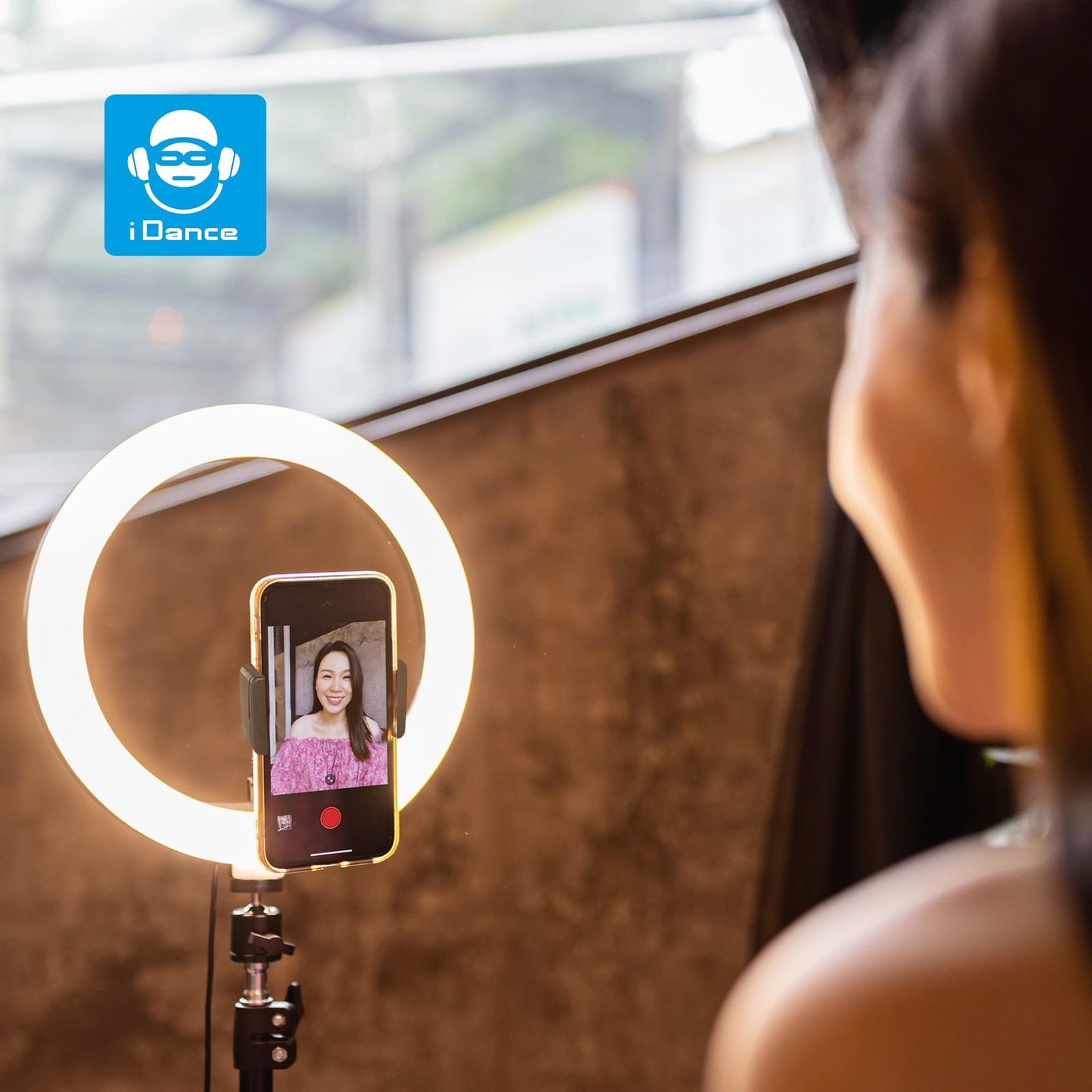 iDance LED Ring Light with Stand, 8", Portable Desk Ring Light with Cell...
