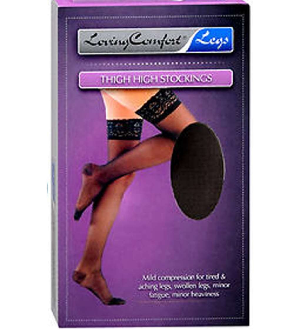 Loving Comfort Thigh High Stockings Closed Toe 15-20mmHg (Black) Large
