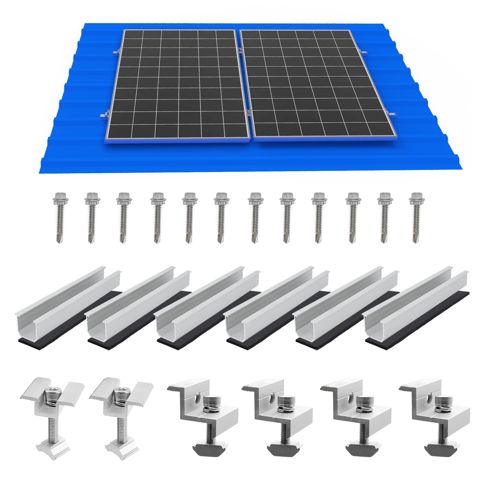 Solar Panel Mounting Brackets, Roof Mount Kit, 2pcs in A Row Assembly | Rails...