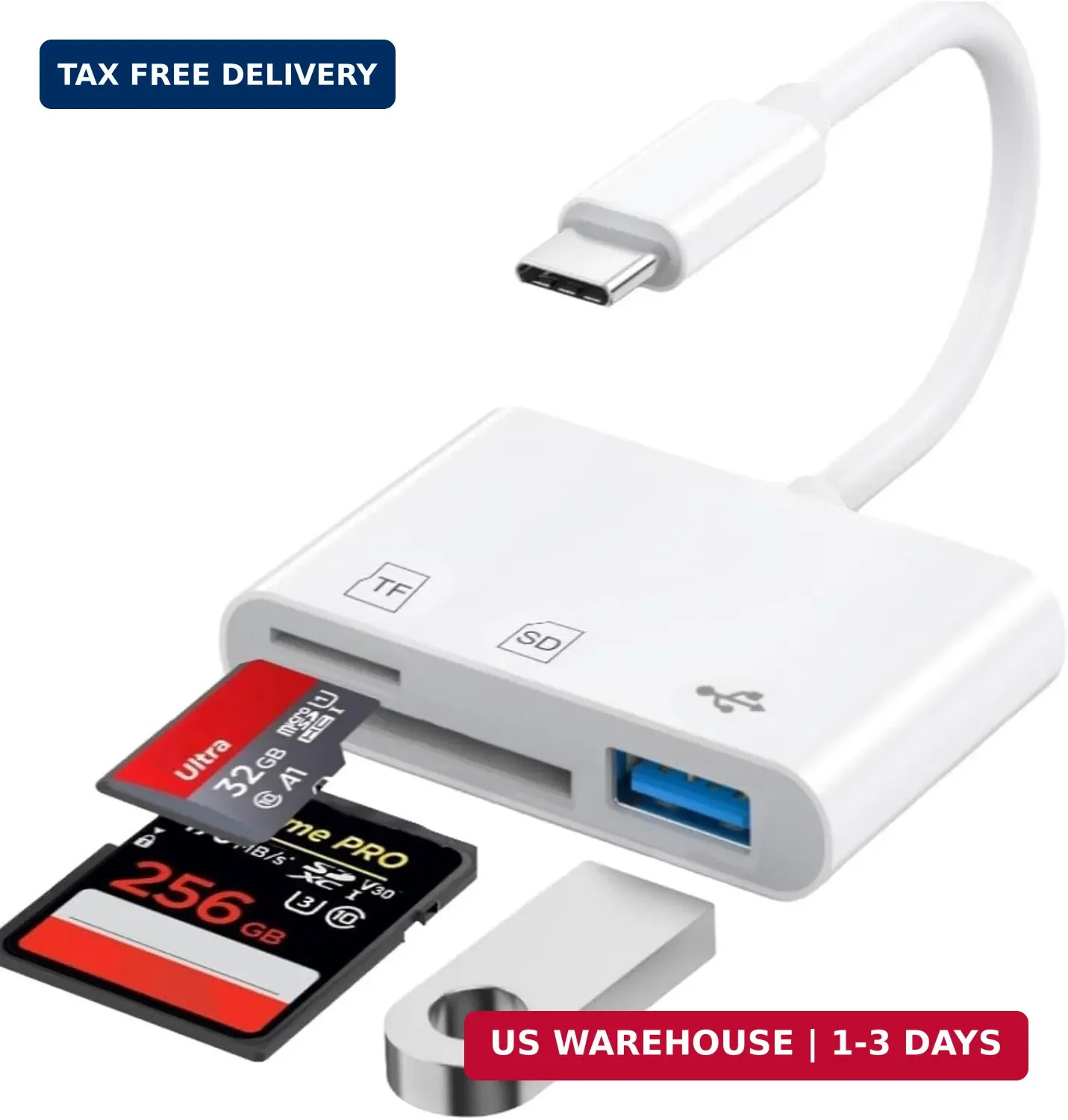 SD Card Reader for iPhone 17/Air/16e/16 Pro Max/16 Pro/16 Plus/16/15pro White