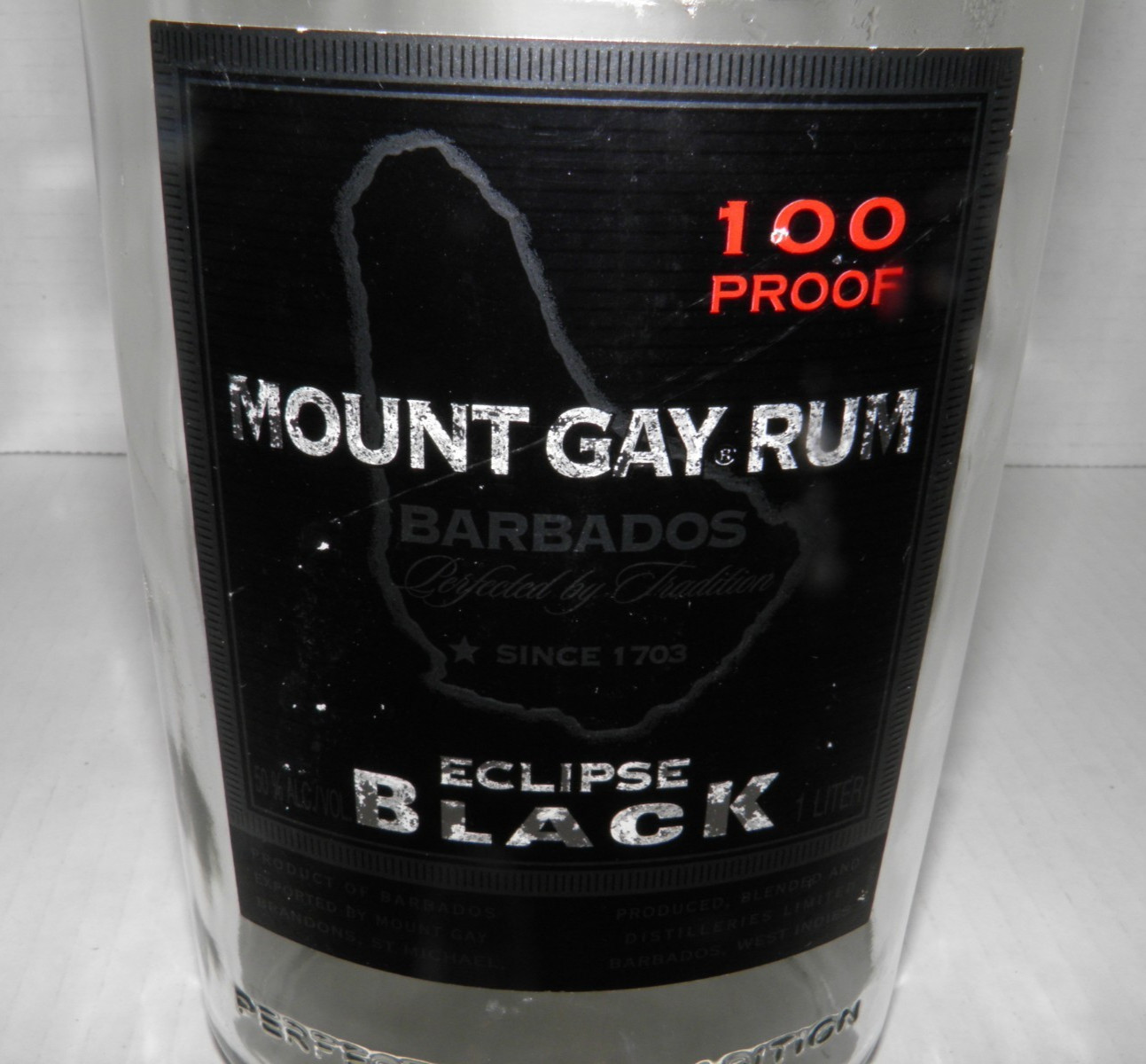 Mount Gay Rum Bottle Barbados Eclipse Black 100 Proof Empty