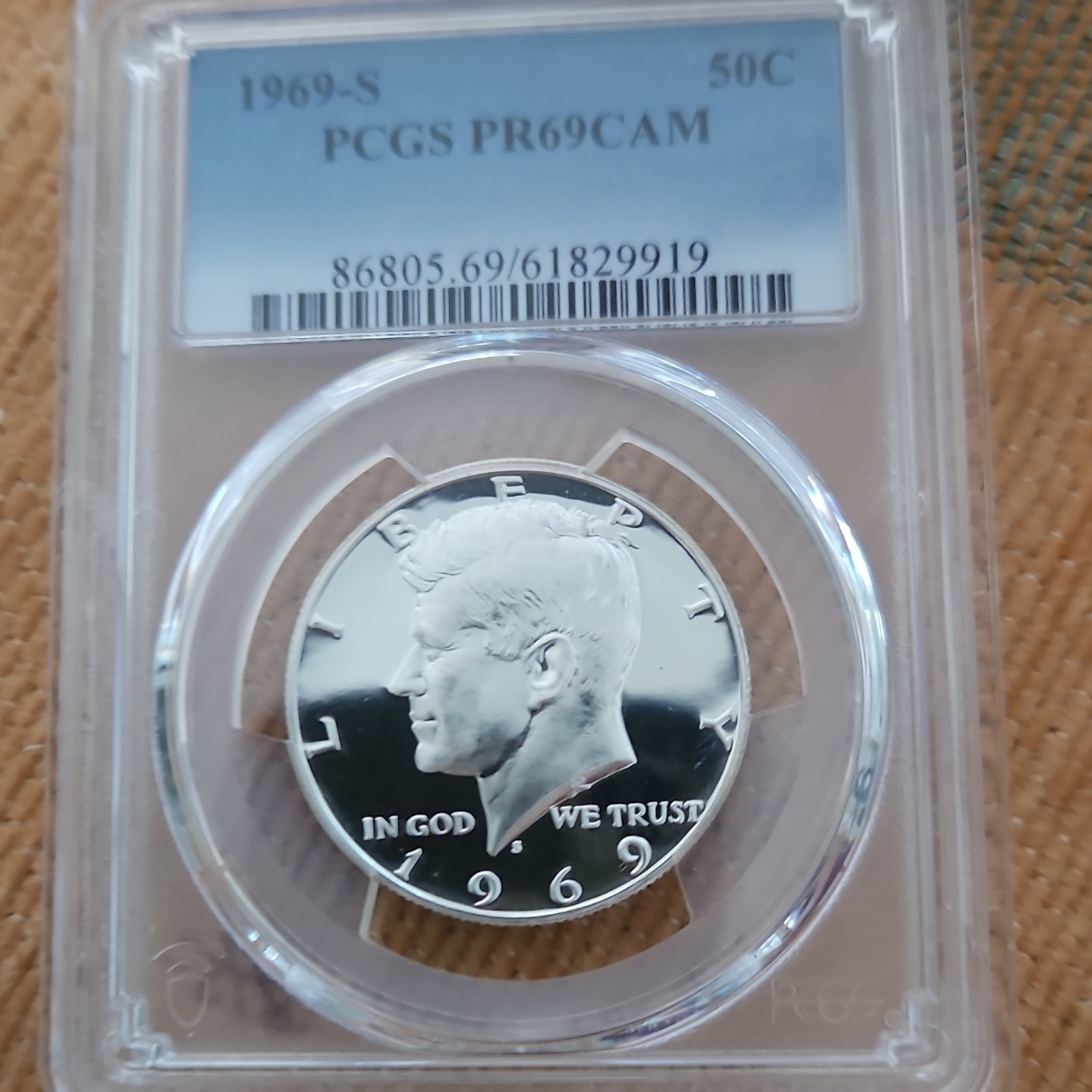 1969-S San Francisco Kennedy 50C Proof 40% Silver PCGS PR69CAM KM#202