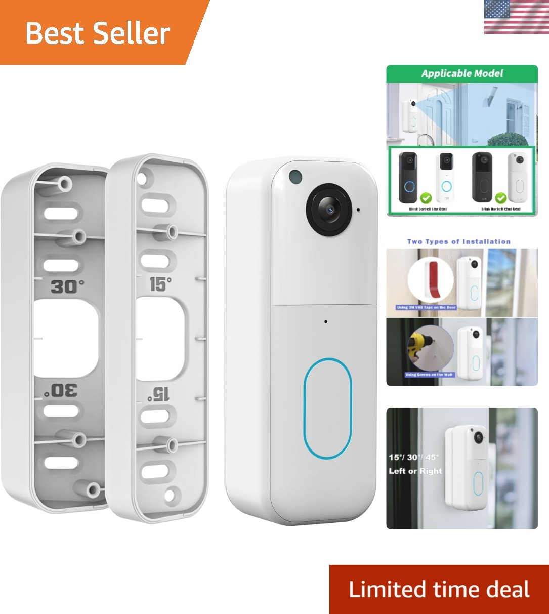 Wide Viewing Angle Mount for Blink Doorbell - Adjustable & Weatherproof Bracket