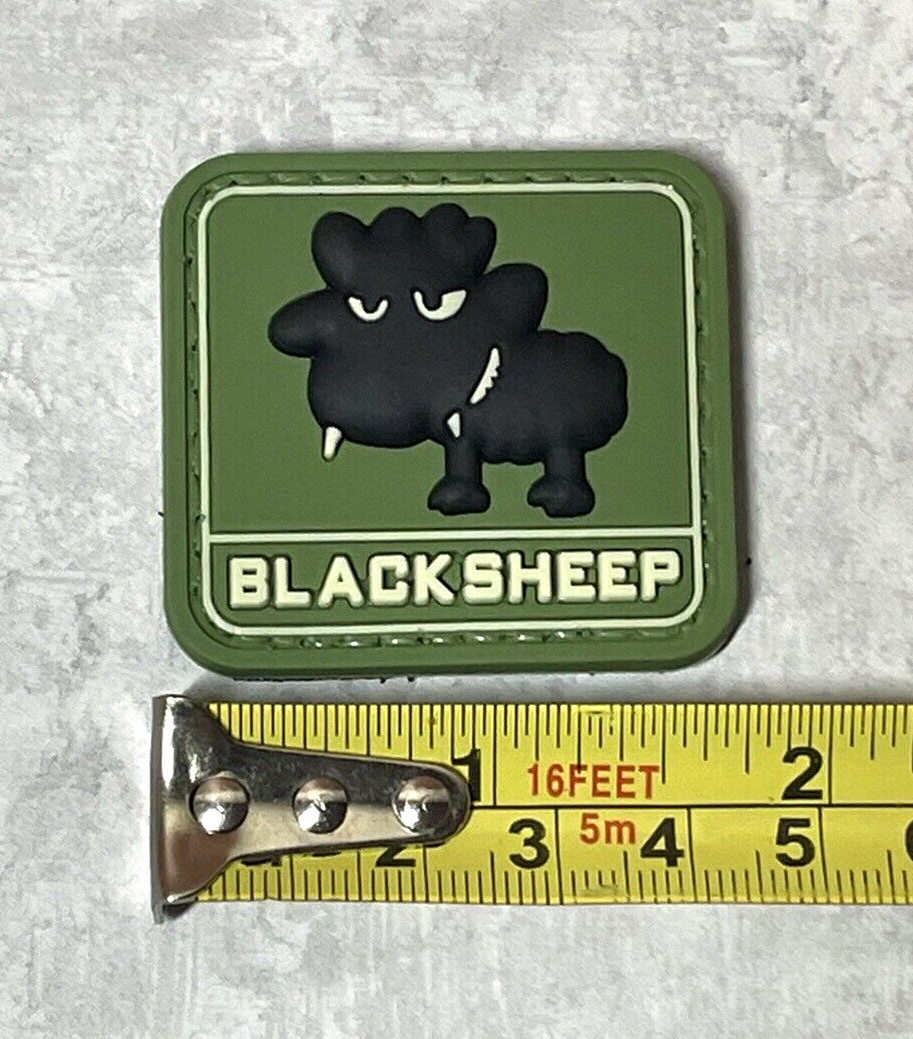 Black Sheep 3D Tactical Morale PVC Patch, Blacksheep Rubber PVC Patch Hook Back