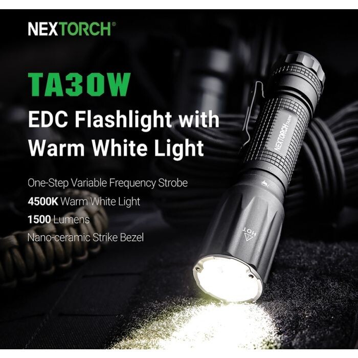 Nextorch TA30W Tactical Flashlight Rechargeable Resists Water/Impact Strobe