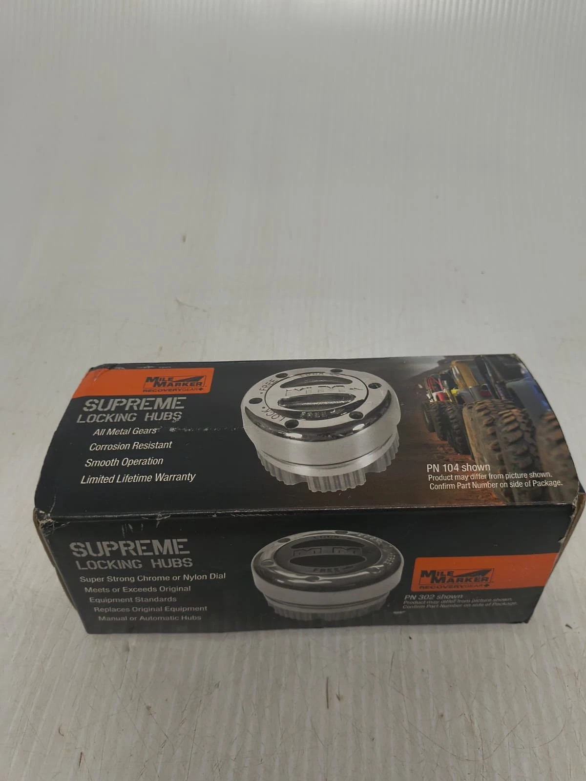 Mile Marker Supreme Locking Hubs PN 104 Shown Stainless 1/2 Ton OPEN BOX