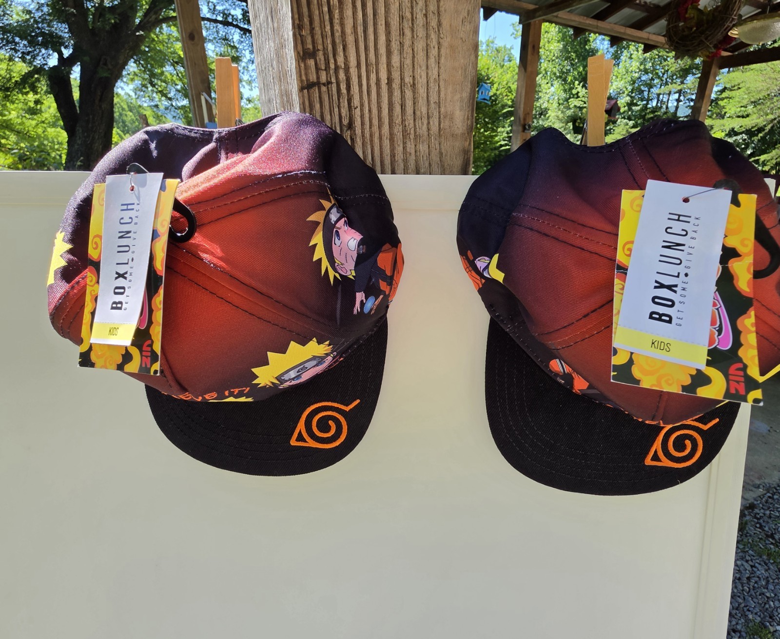 2 BoxLunch Kids Naruto Shippuden Naruto Uzumaki Ombre Snapback Hat Black/Orange