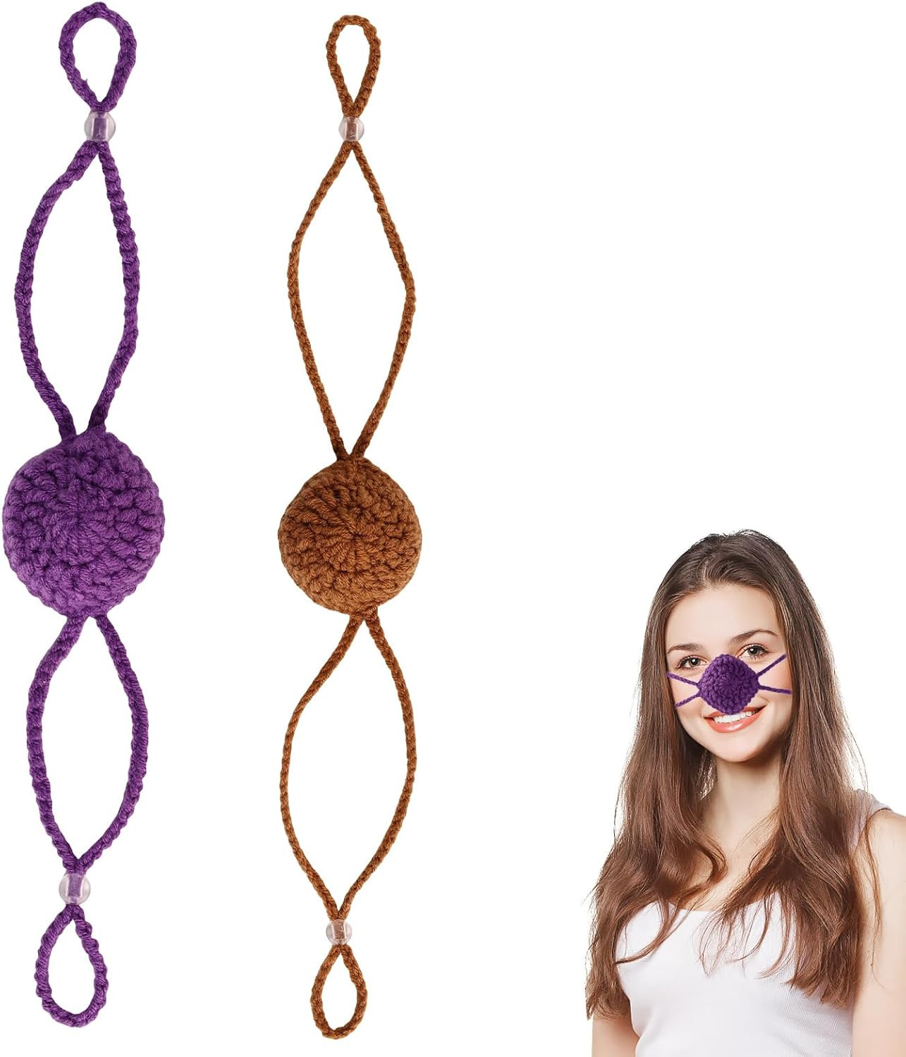 2Pcs Winter Nose Warmers, Crochet Nose Covers for Cold Weather Windproof & Cozy