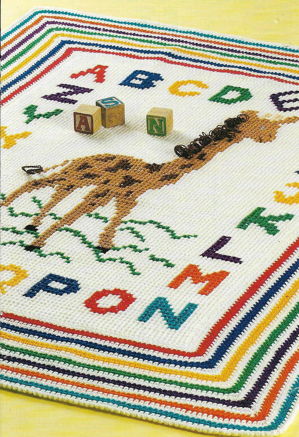 BABY GIRAFFE AFGHAN NURSERY DECOR DIGEST SIZE CROCHET PATTERN INSTRUCTIONS
